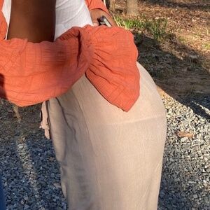Tan Wide Leg Flowy Pants